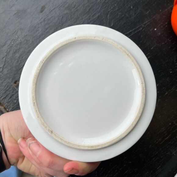 Vintage 70s Ceramic Ashtray 5" Brown Concentric Circle Mod Design - Picture 4 of 11